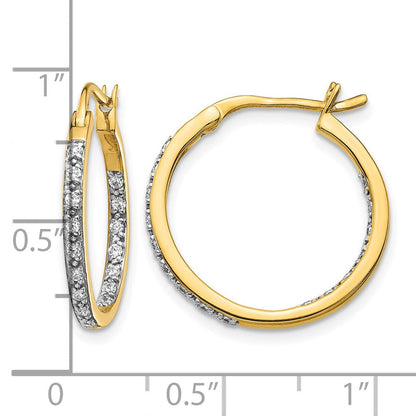 14K Gelbgold Creolen mit echten Diamanten, innen und außen besetzt