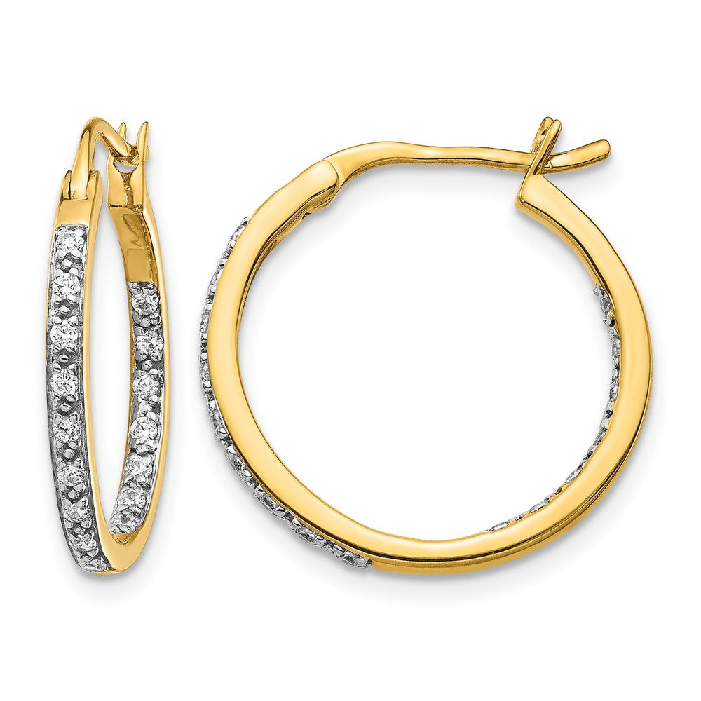 14K Gelbgold Creolen mit echten Diamanten, innen und außen besetzt