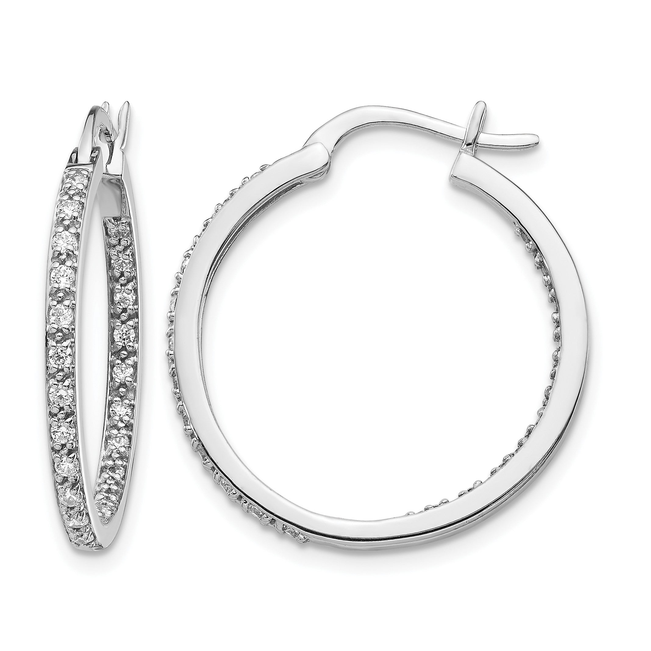 14K Weißgold Diamant-Creolen „Innen/Außen“