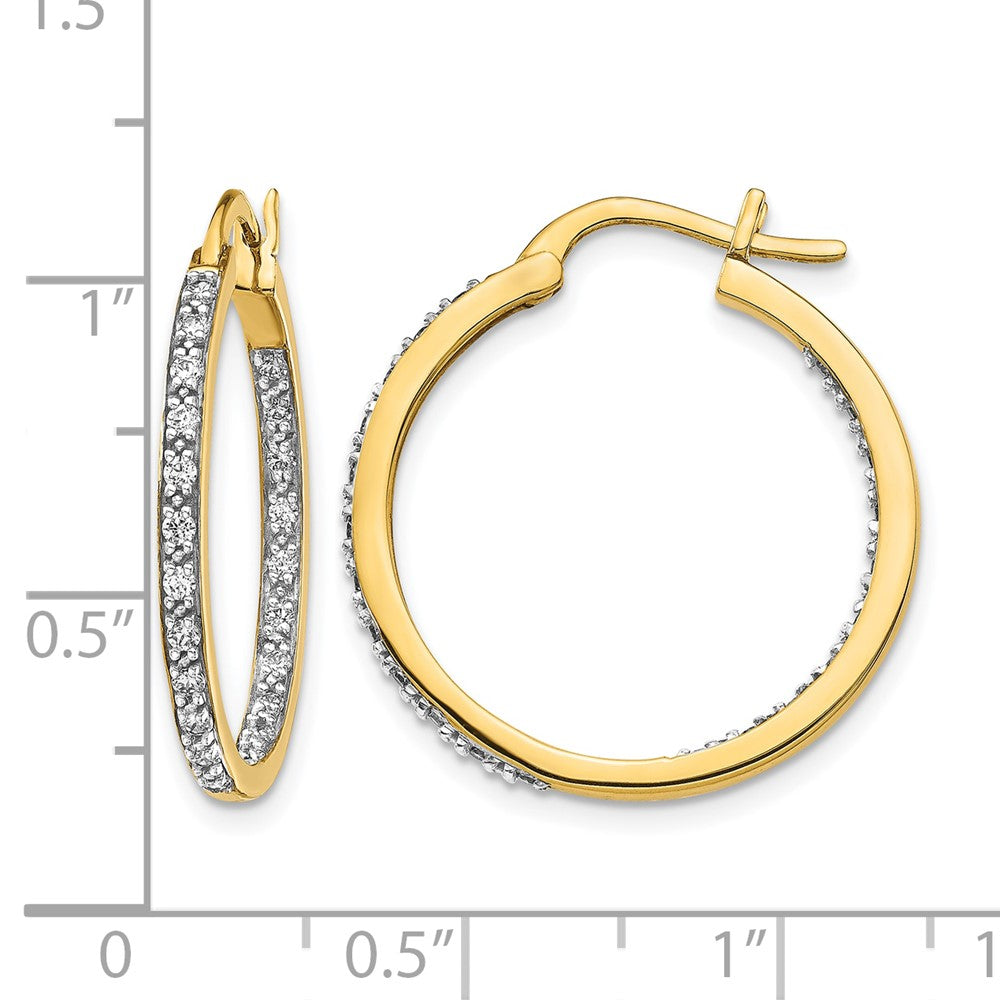 14K Gelbgold Creolen mit echten Diamanten, innen und außen besetzt