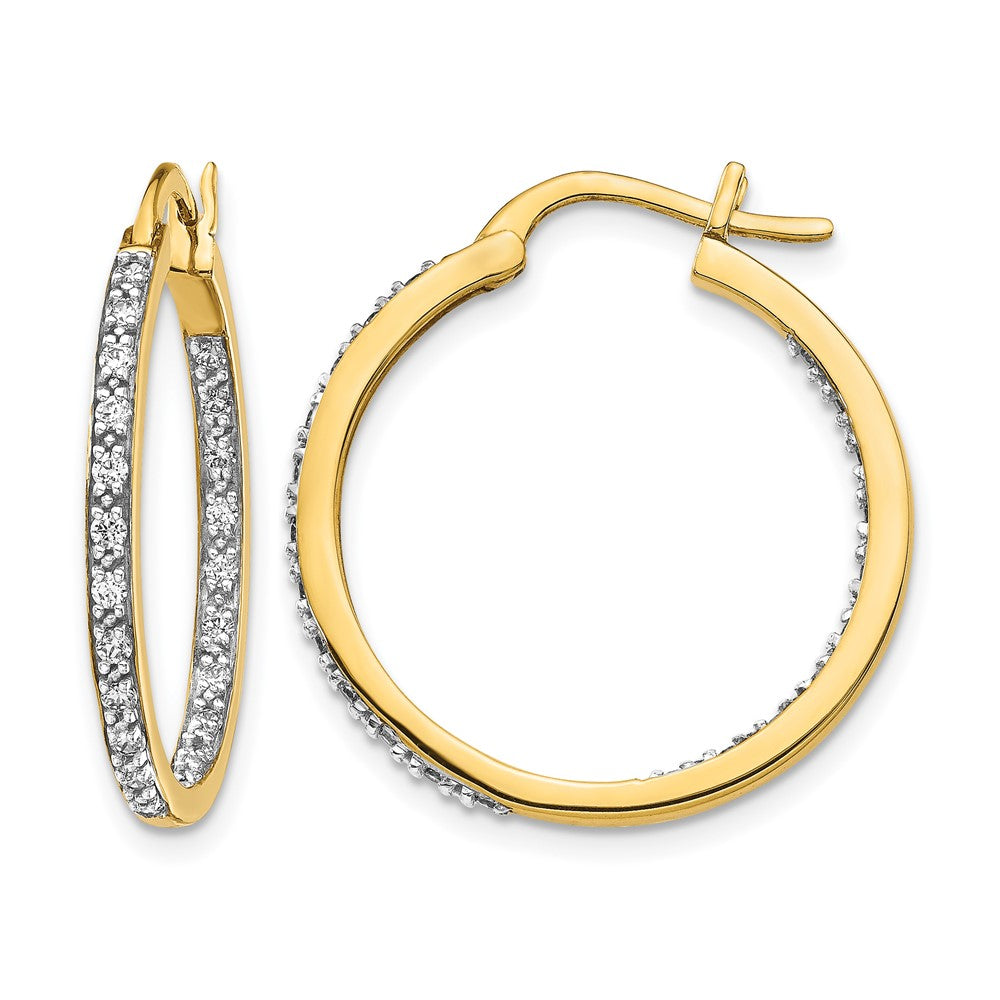 14K Gelbgold Creolen mit echten Diamanten, innen und außen besetzt