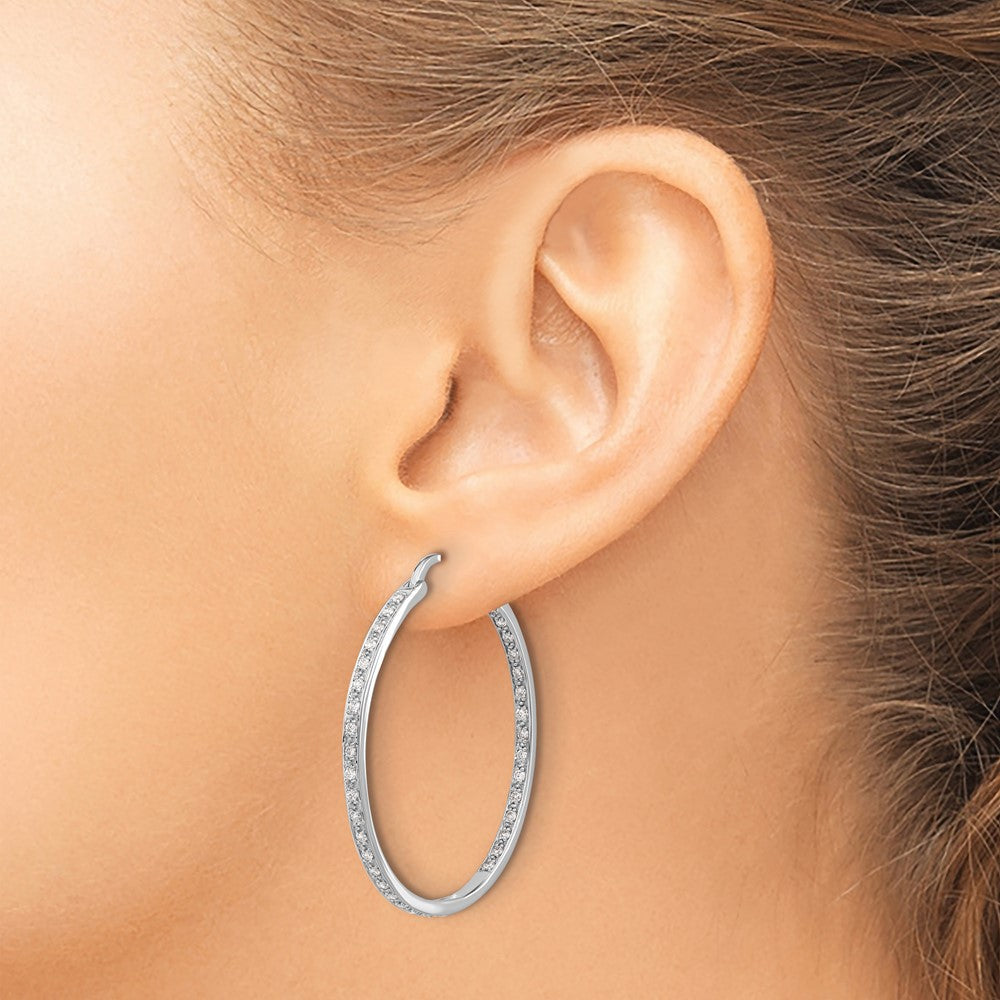 14K Weißgold Diamant In/Out Creolen