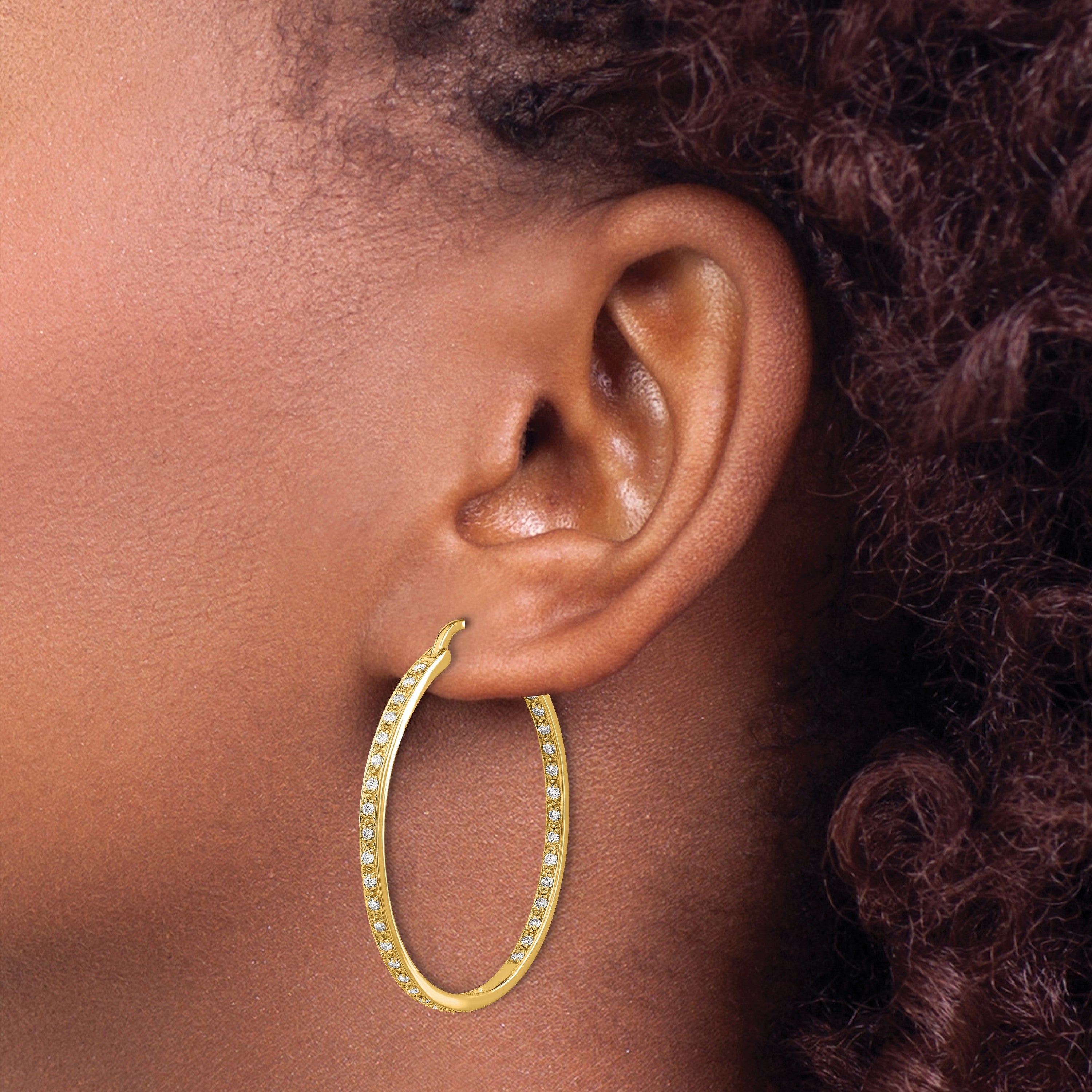 14K Gelbgold Diamant In/Out Creolen
