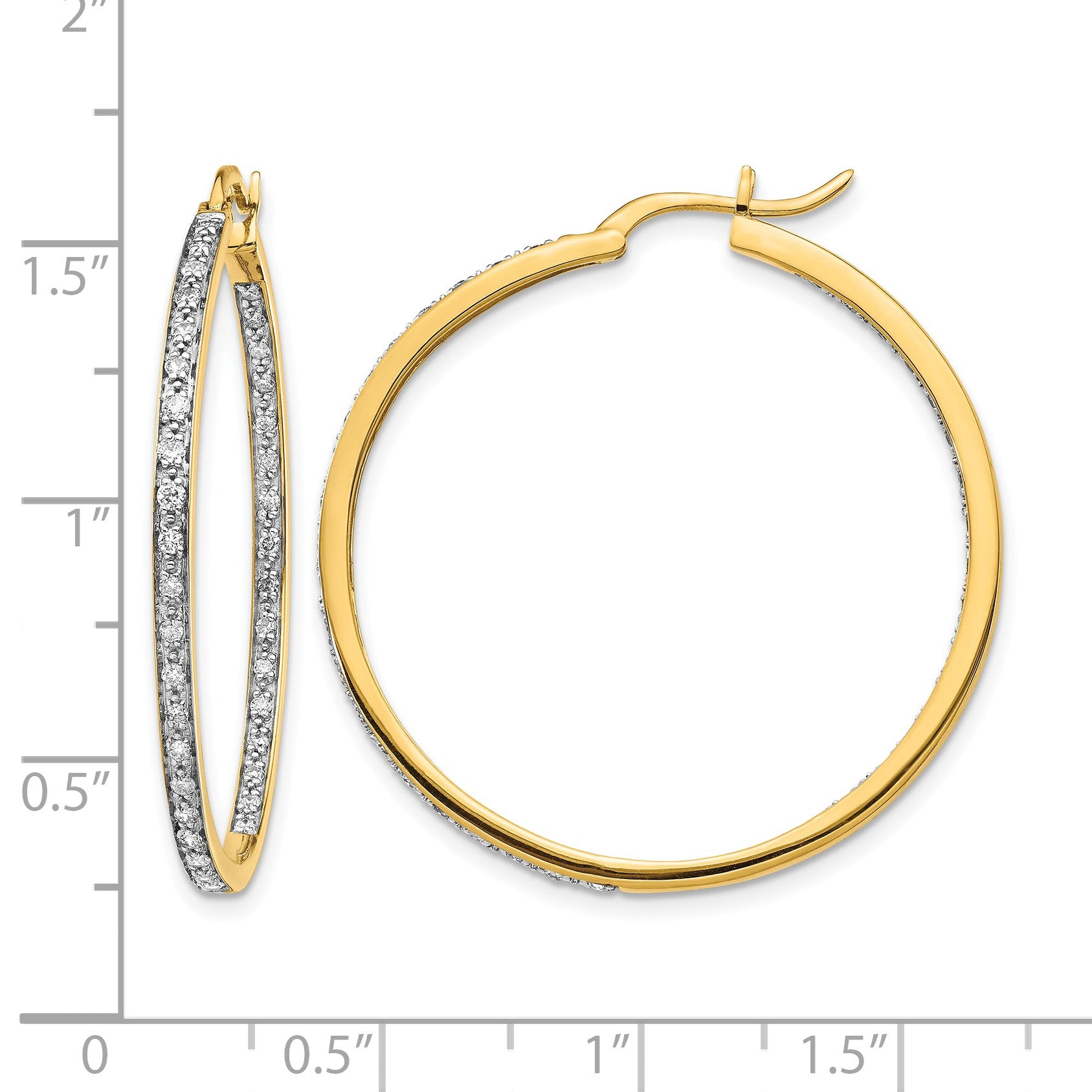 14K Gelbgold Diamant In/Out Creolen
