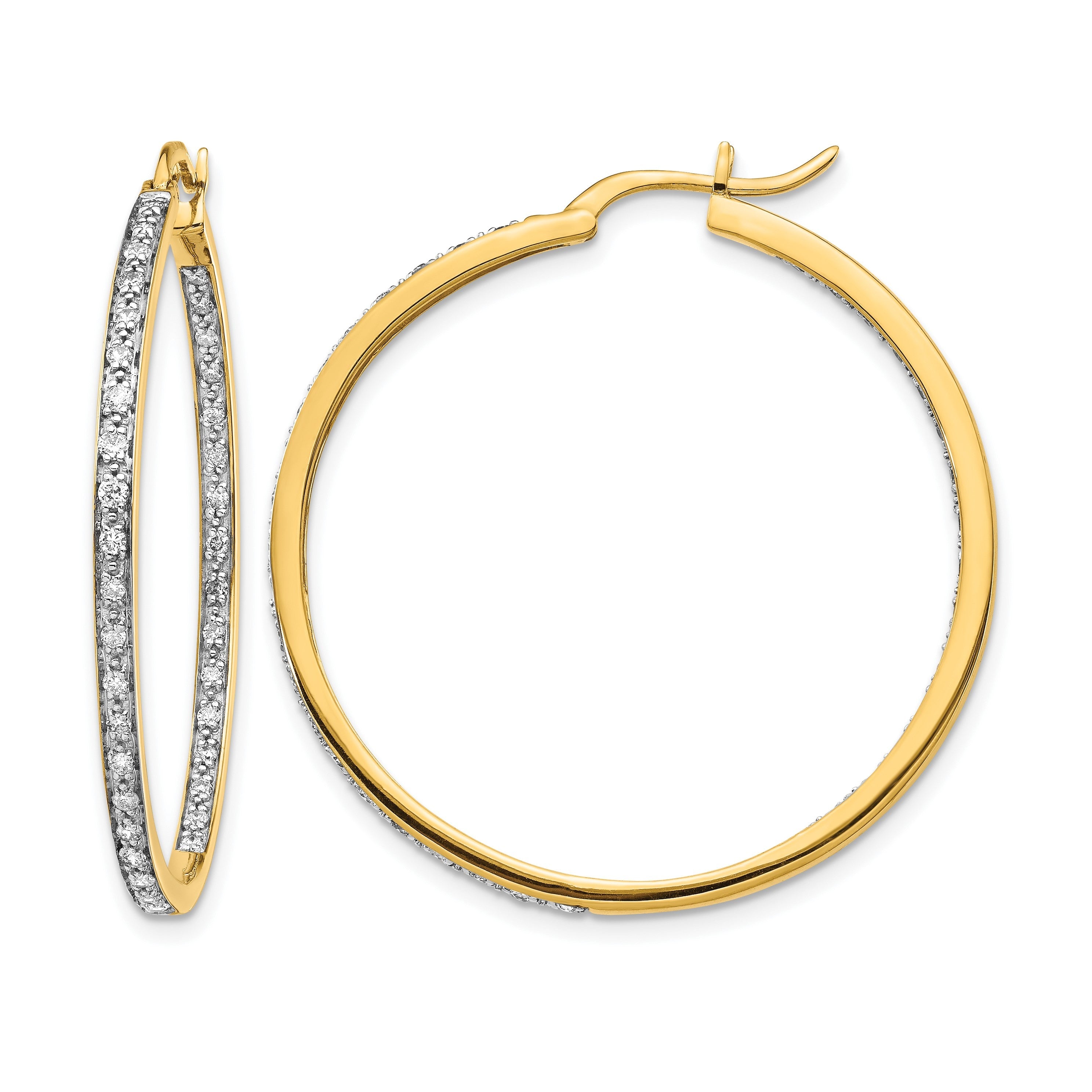 14K Gelbgold Diamant In/Out Creolen