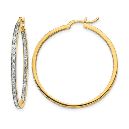 14K Gelbgold Diamant In/Out Creolen
