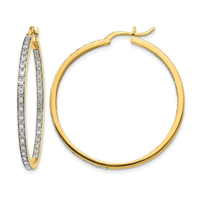 14K Gelbgold Diamant In/Out Creolen
