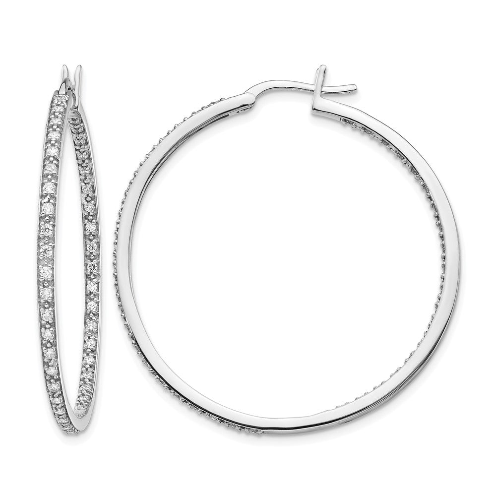 14K Weißgold Creolen mit echten Diamanten, innen und außen besetzt