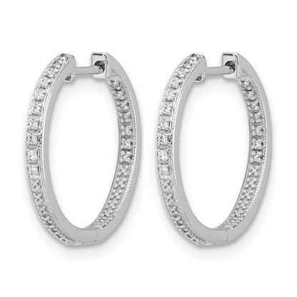 10K Weißgold Poliert Diamant In/out Klappbar Creolen