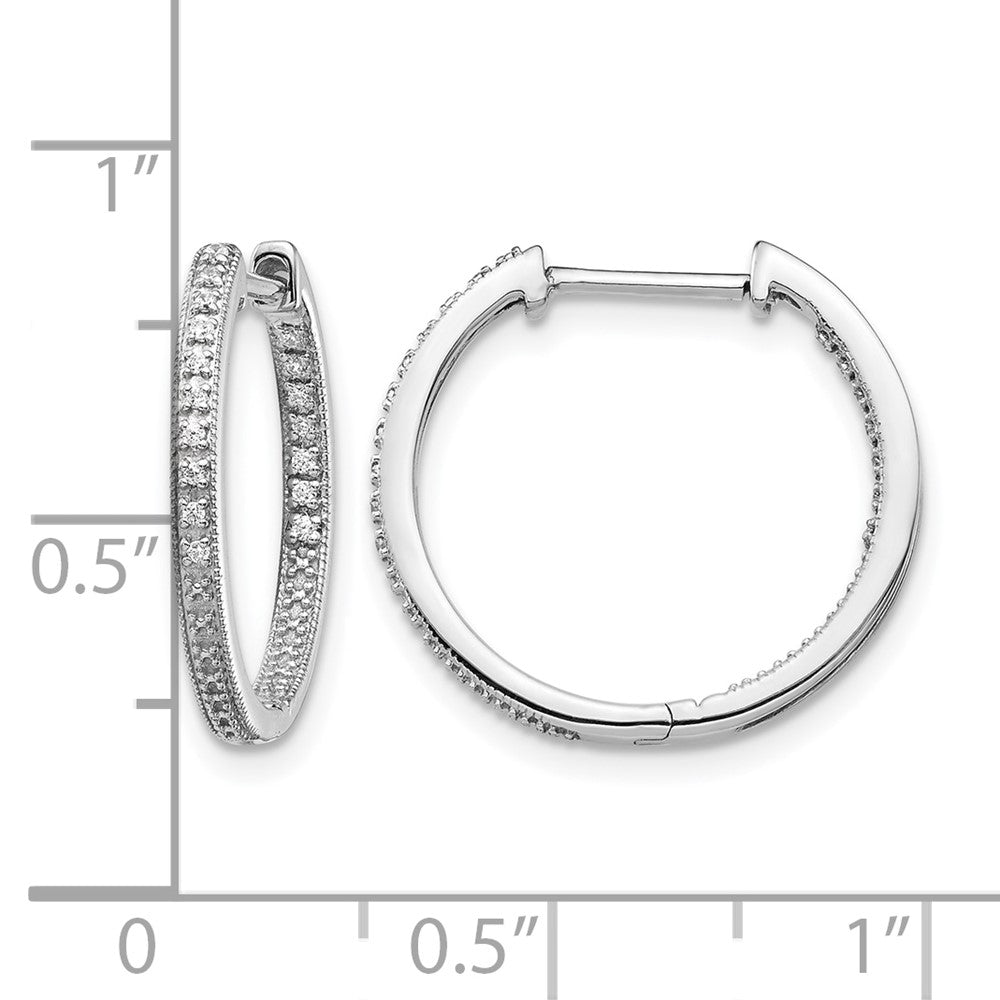 10K Weißgold Poliert Diamant In/out Klappbar Creolen