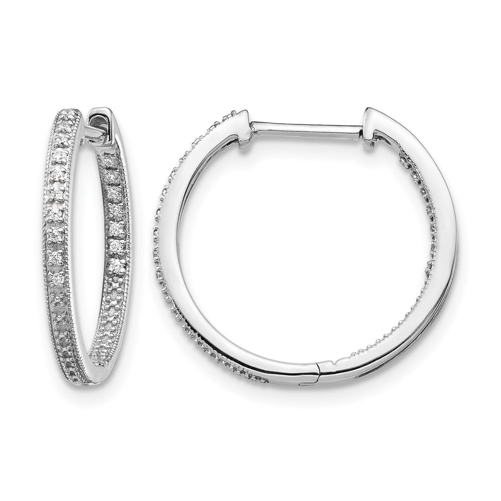 10K Weißgold Poliert Diamant In/out Klappbar Creolen