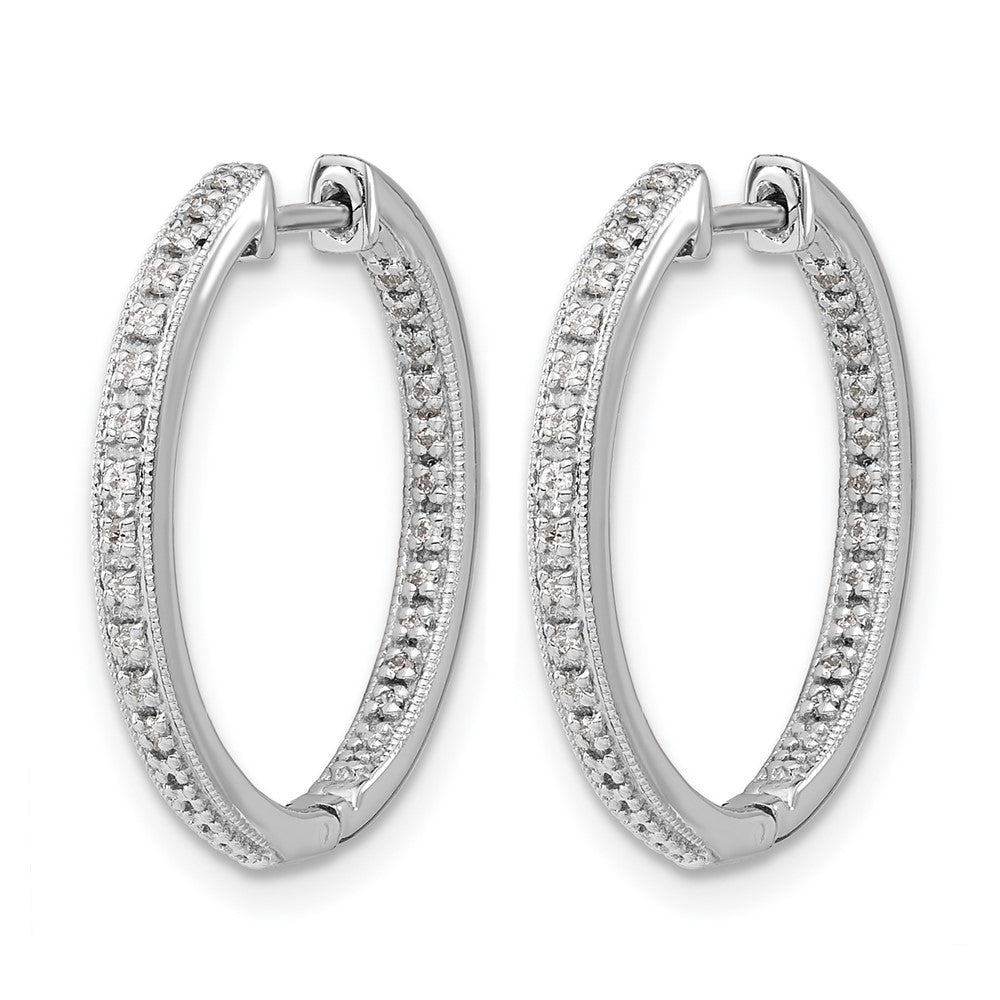 10K Weißgold Poliert Diamant In/out Klappbar Creolen