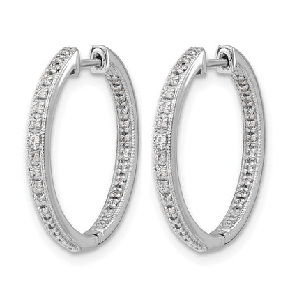10K Weißgold Poliert Diamant In/out Klappbar Creolen