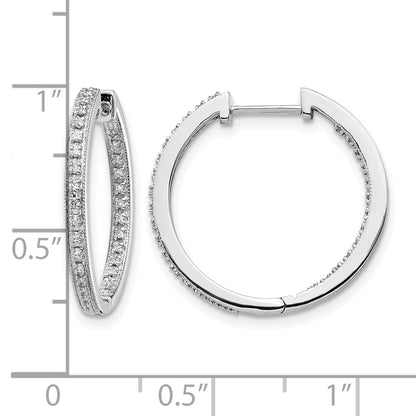 10K Weißgold Poliert Diamant In/out Klappbar Creolen