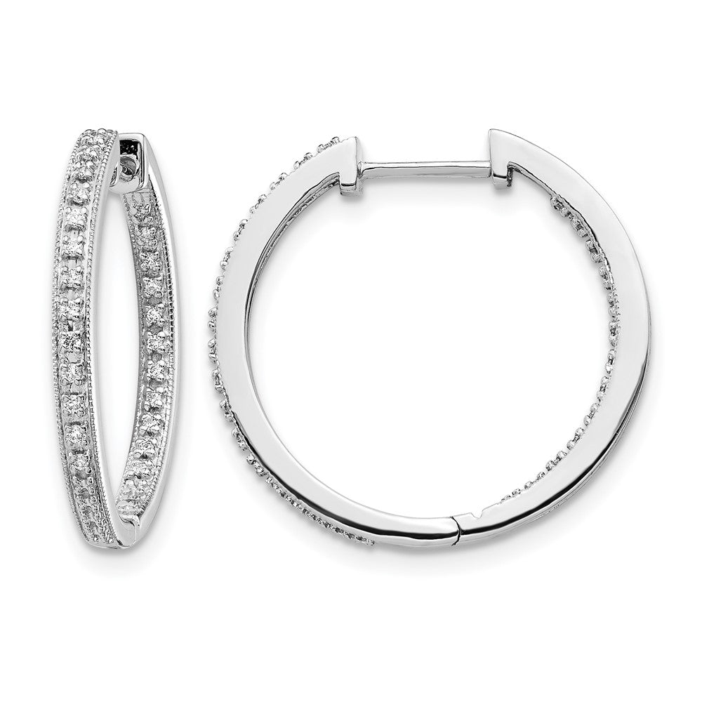10K Weißgold Poliert Diamant In/out Klappbar Creolen