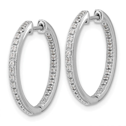 14K Weißgold Creolen mit Klappscharnier, poliert, mit echten Diamanten, Innen und Außen besetzt