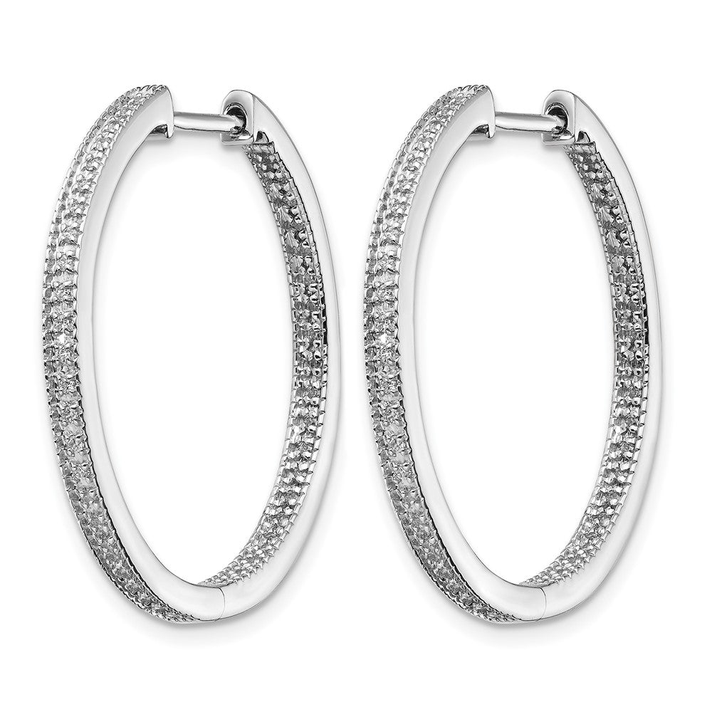 14K Weißgold Diamant Hoop-Ohrringe mit Scharnier, poliert, In/Out-Design, 0,ct