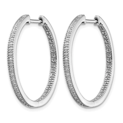14K Weißgold Diamant Hoop-Ohrringe mit Scharnier, poliert, In/Out-Design, 0,ct