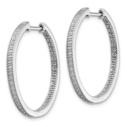 14K Weißgold Diamant Hinged Creolen, poliert, 0,17 ct