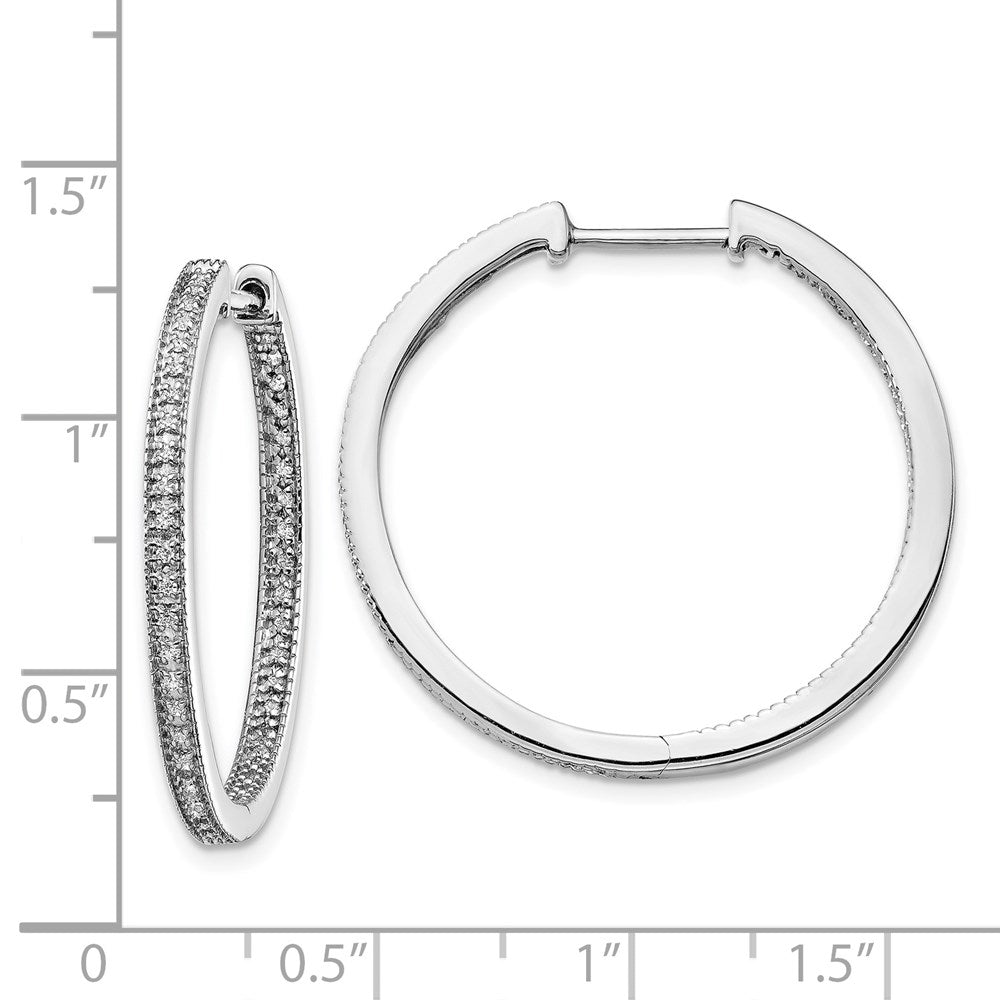 14K Weißgold Diamant Hinged Creolen, poliert, 0,17 ct