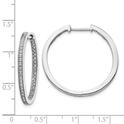 14K Weißgold Diamant Hinged Creolen, poliert, 0,17 ct