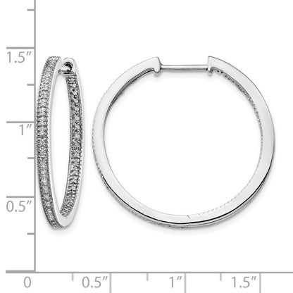 14K Weißgold Diamant Hoop-Ohrringe mit Scharnier, poliert, In/Out-Design, 0,ct
