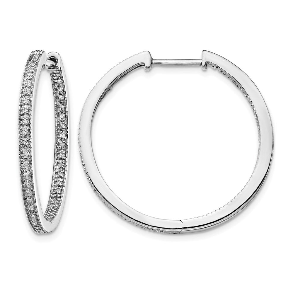 14K Weißgold Diamant Hoop-Ohrringe mit Scharnier, poliert, In/Out-Design, 0,ct