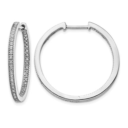 14K Weißgold Diamant Hoop-Ohrringe mit Scharnier, poliert, In/Out-Design, 0,ct