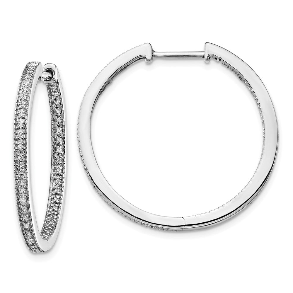 14K Weißgold Diamant Hinged Creolen, poliert, 0,17 ct