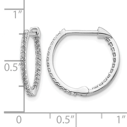 14K Weißgold Creolen mit echten Diamanten innen und außen, mit Scharniermechanismus