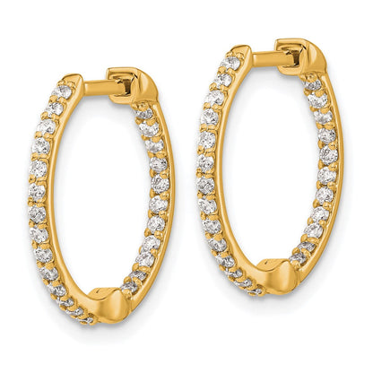 14K Gelbgold Creolen mit echten Diamanten innen und außen, Klappscharnier