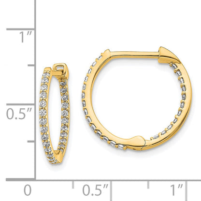 14K Gelbgold Creolen mit echten Diamanten innen und außen, Klappscharnier