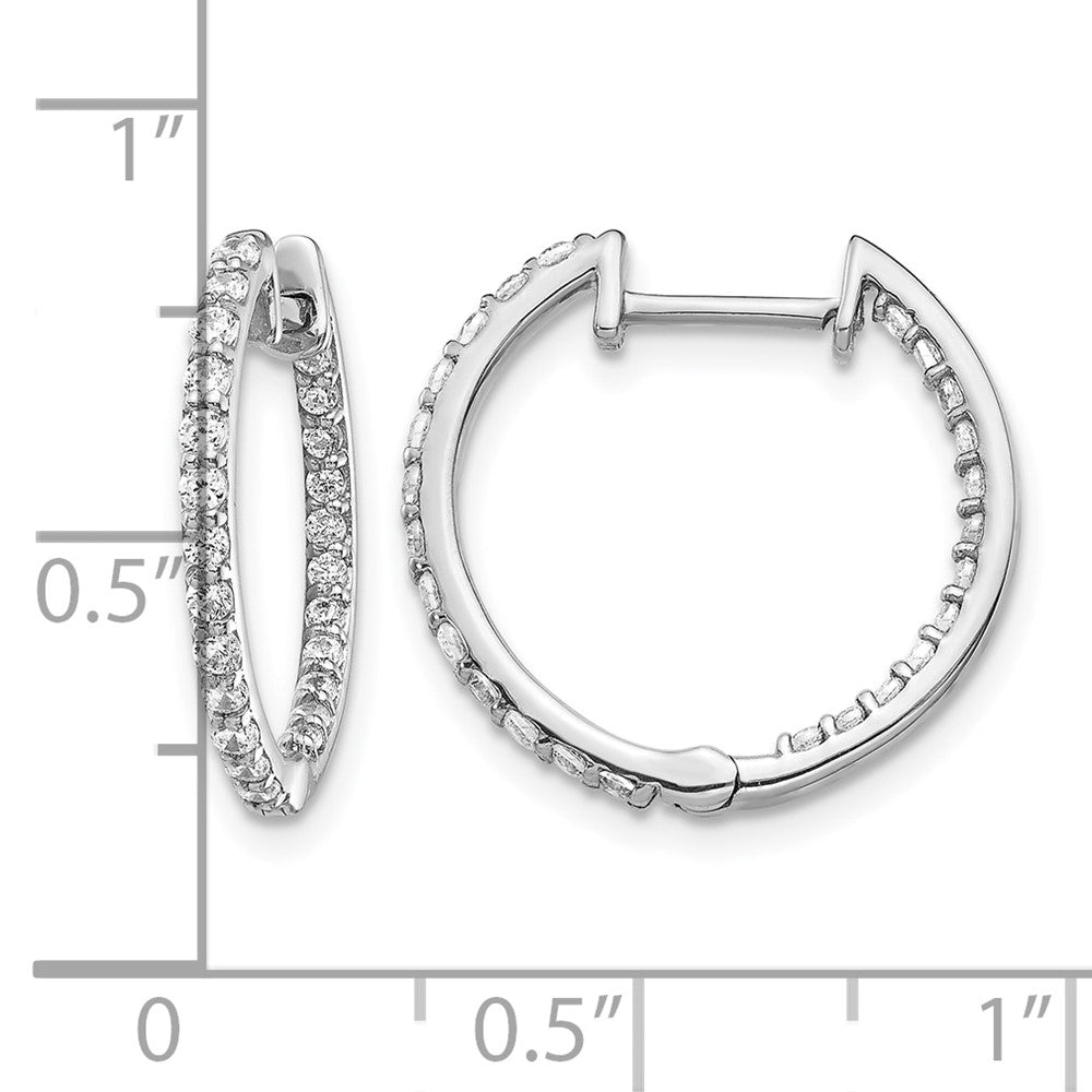 14K Weißgold Diamant-Creolen mit Innen-und-Außen-Besatz und Klappscharnier
