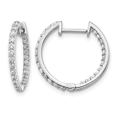 14K Weißgold Diamant-Creolen mit Innen-und-Außen-Besatz und Klappscharnier
