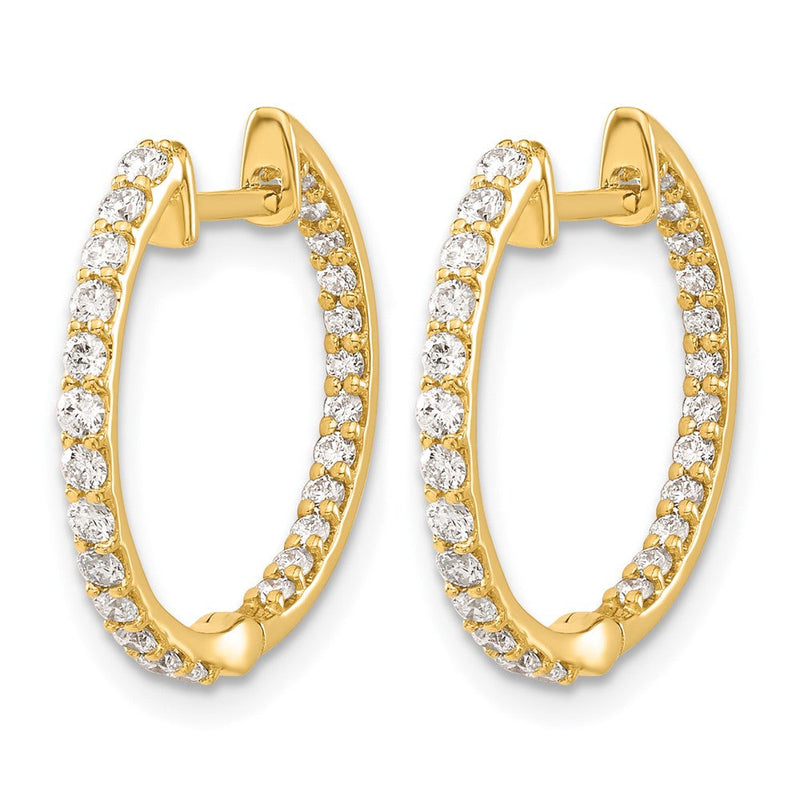 14K Gelbgold Creolen mit echten Diamanten Innen-Außen-Design und Scharnier