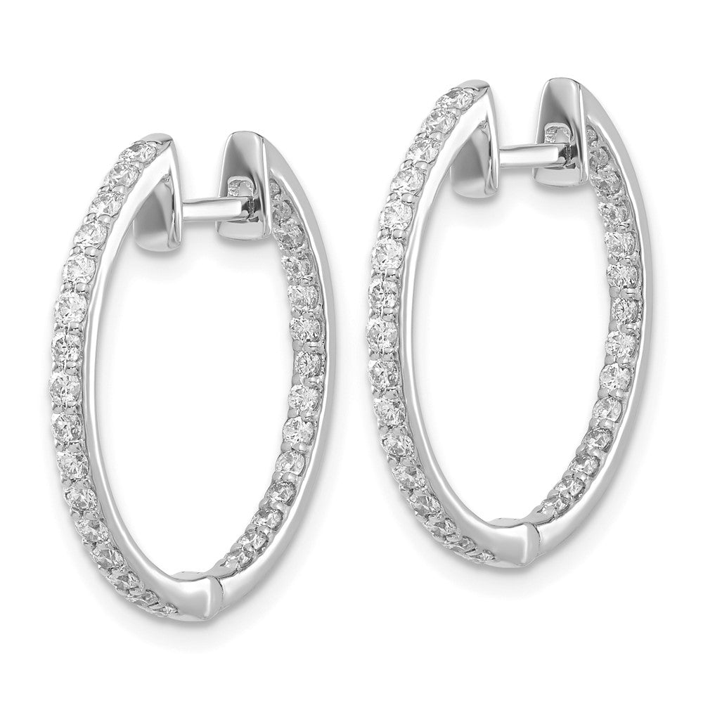 14K Weißgold Diamant-Creolen mit Klappscharnier, innen und außen besetzt, echte Diamanten
