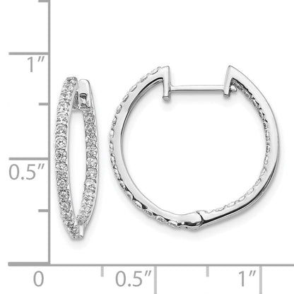 14K Weißgold Diamant-Creolen mit Klappscharnier, innen und außen besetzt, echte Diamanten