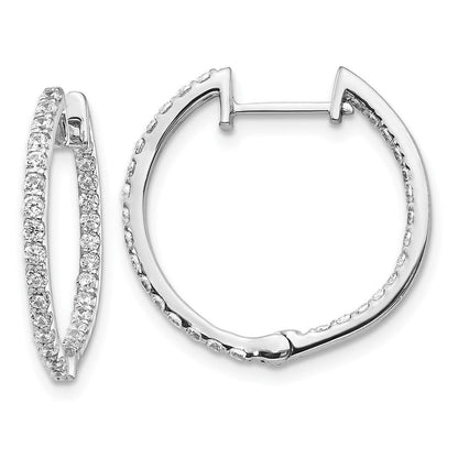 14K Weißgold Diamant-Creolen mit Klappscharnier, innen und außen besetzt, echte Diamanten