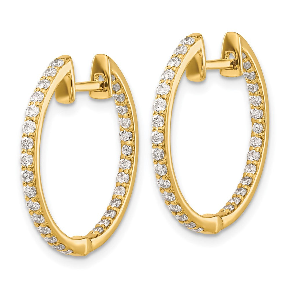 14K Gelbgold Echte Diamant Innen/Aussen Creolen mit Scharnier