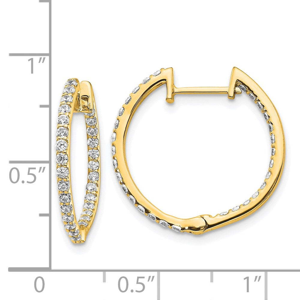14K Gelbgold Echte Diamant Innen/Aussen Creolen mit Scharnier