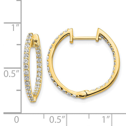 14K Gelbgold Echte Diamant Innen/Aussen Creolen mit Scharnier