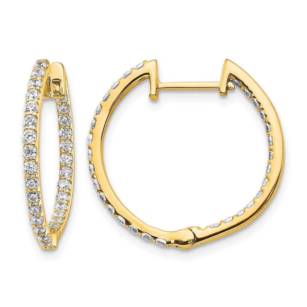 14K Gelbgold Laborgezüchtete Diamant-Creolen, VS/SI FGH, "In & Out" mit Klappscharnier