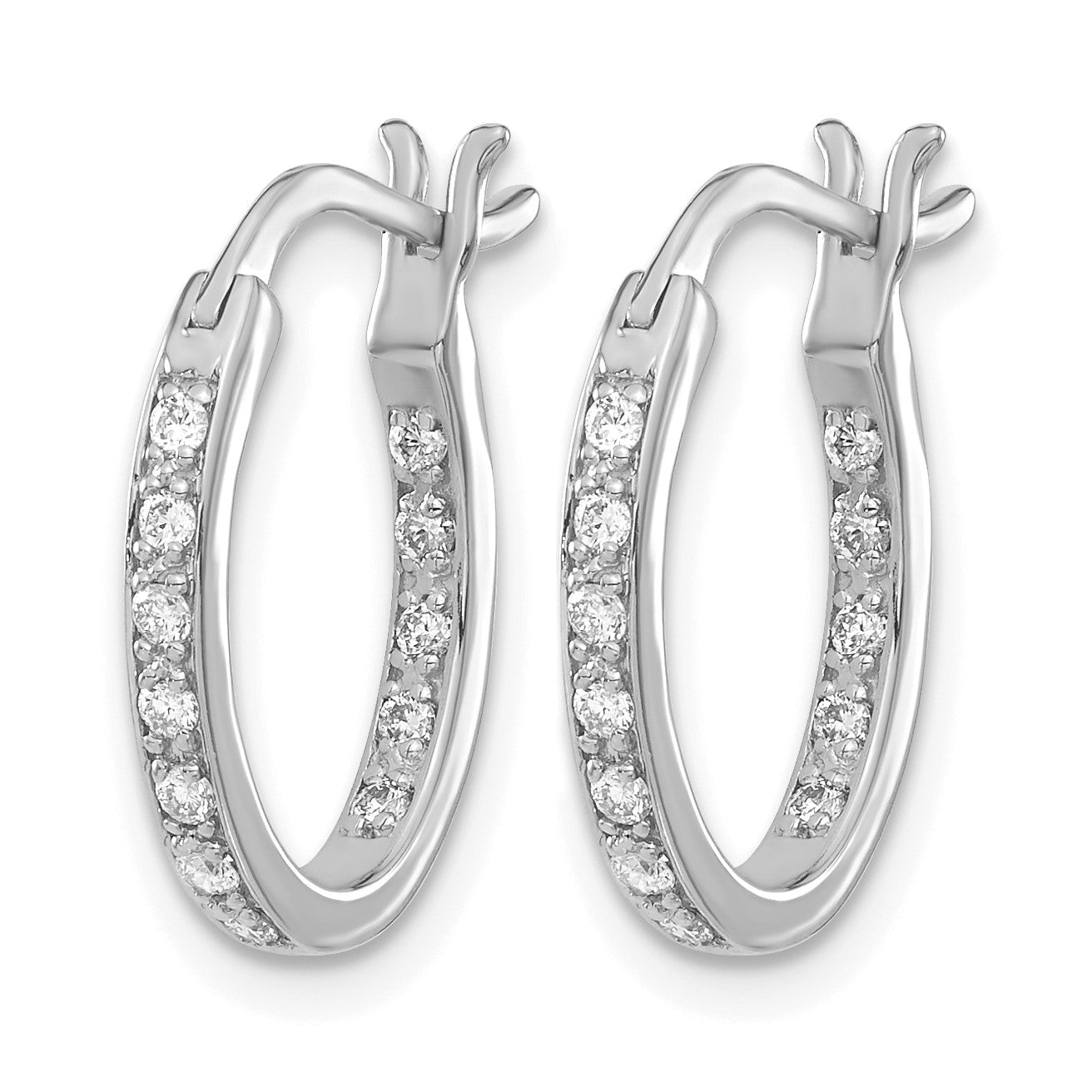 14K Weißgold Diamant-In/Out-Creolen