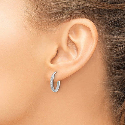 14K Weißgold Diamant-In/Out-Creolen