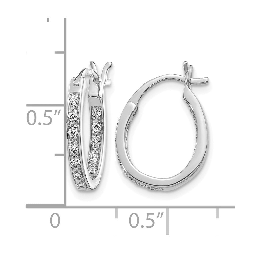 14K Weißgold Diamant-In/Out-Creolen
