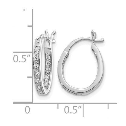 14K Weißgold Diamant-In/Out-Creolen