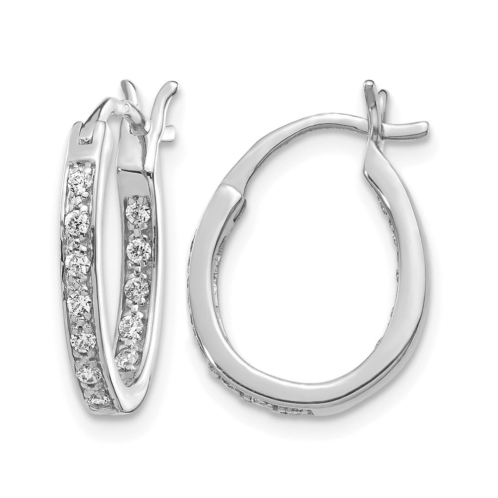 14K Weißgold Diamant-In/Out-Creolen