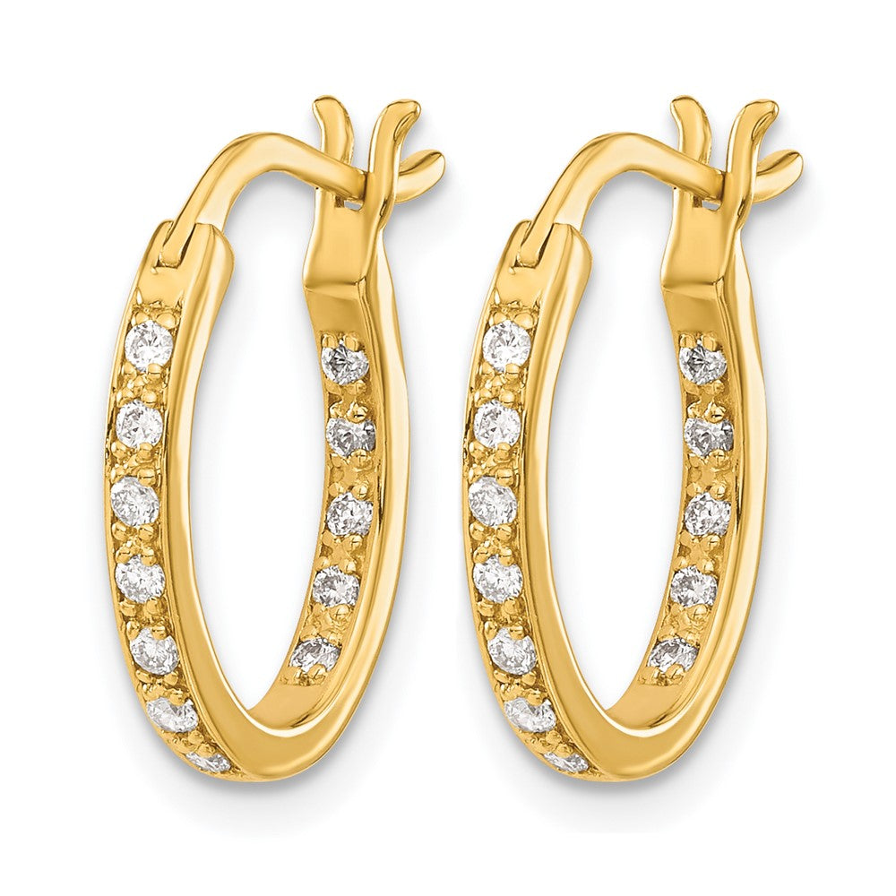 14K Gelbgold Creolen mit echten Diamanten, innen und außen besetzt