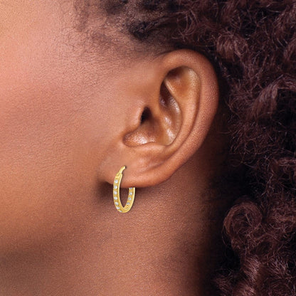 14K Gelbgold Creolen mit echten Diamanten, innen und außen besetzt