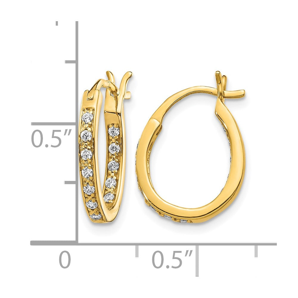14K Gelbgold Creolen mit echten Diamanten, innen und außen besetzt
